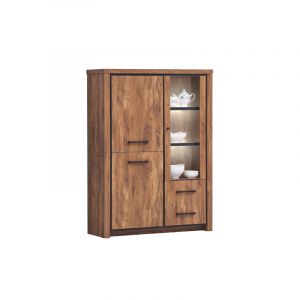 Deladeco Vaisselier/argentier style industriel acacia/noir Winston