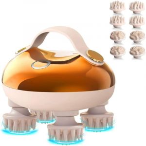Massageur t&ecirc;te 3 modes p&eacute;trissage - IPX7 &eacute;tanche - 8 griffes nettoyage profond - Relaxation anti-stress corporelle