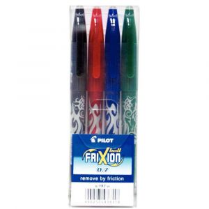 Image de Pilot Frixion Ball - Pochet de 4 stylos noir, bleu, vert et rouge