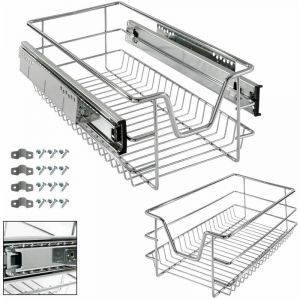 Image de Arebos Tiroir télescopique | Tiroir de Cuisine | Tiroir Suspendu | Glissières pour tiroirs | Tiroir 50 cm - argenté