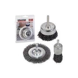 Kreator Brosses rotatives fils en acier ondul&eacute;s Diam&egrave;tre tige 6 mm