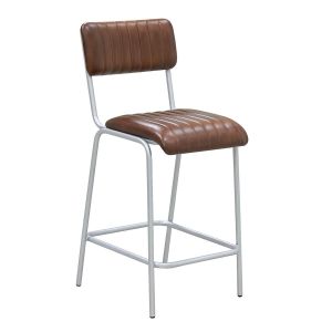 Aubry Gaspard Tabouret de bar en cuir et m&eacute;tal Hauteur Si&egrave;ge 65 cm