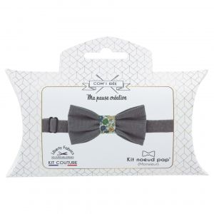 Image de Kit couture noeud pap' en velours et liberty gris