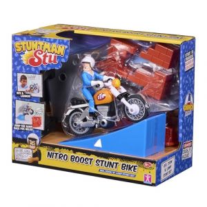 Bandai Stuntman Stu - Moto Nitro Boost - Jouet pour r&eacute;aliser des Cascades - Figurine Cascadeur Inclus - Jeu de Crash avec v&eacute;hicule et Accessoires - Jouet Enfant 4 Ans et + - COSS8201