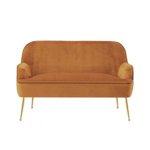 Ba&iuml;ta - Canap&eacute; droit marcelino fixe velours rouille - Orange