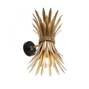 Qazqa Wesley - Applique murale - 2 lumière - l 21 cm - Noir et Or - Art Deco - éclairage intérieur - Salon i Chambre i Cuisine i Salle à manger