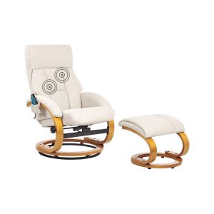 Beliani Fauteuil massant FORCE Cuir PU Beige clair