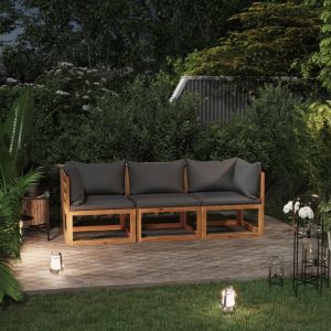 VidaXL Canap&eacute; de jardin &agrave; 3 places avec coussin Bois d'acacia massif. Produit Neuf ! Garantie 0 ans !