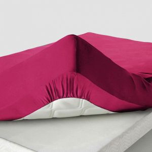 Drap-housse grand bonnet 120x200x40 rose fuchsia en coton