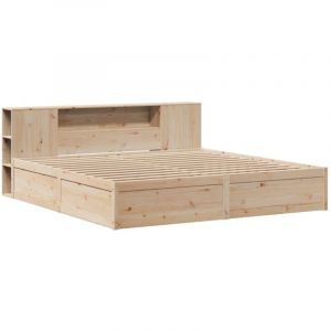 VidaXL Cadre de lit sans matelas 200x200 cm bois massif de pin, lit, cadre de lit en bois massif, meuble de chambre à coucher, cadre de lit en bois