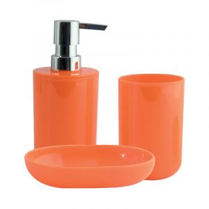 MSV Lot de 3 accessoires de salle de bain inagua Orange