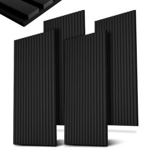 Panneaux muraux Juskys Akustic 4 pi&egrave;ces - noir - 120 x 60 x 1.8 cm - 2.88 m&sup2;