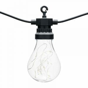 Lotti Guirlande lumineuse guinguette d'été Party Light - 5 m - 10 ampoules goutte A67 - Ø 67 mm - Blanc chaud - 100 micro-Led