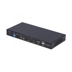 StarTech.com Commutateur KVM DisplayPort 4K 60 Hz 2 ports, 4 ports USB, audio console, acier