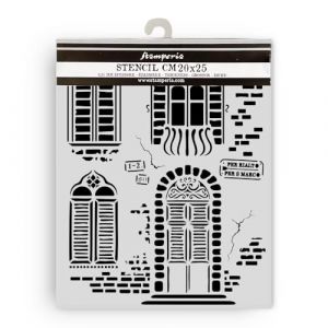 Stamperia - Thick Stencils for Scrapbooks, Albums, Cards, Bullet Journalling, and More, Flexible Material, Easy to Clean, Perfect for Hobbies, Crafts and Gifting (Venice, City of Art - Windows)