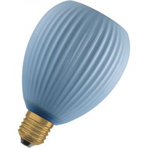 Osram Lampe LED DECOR FLAT en verre color&eacute;, ovale &Oslash;110mm, bleu, E27, 3,5W, 300lm, 2700K, blanc chaud, IP20, effet de couleur