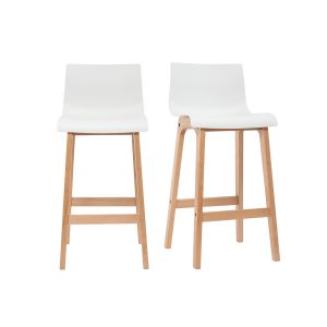 Miliboo Tabouret de bar design bois et blanc 75 cm (lot de 2) NEW SURF