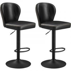 Tabourets de bar pivotant à 360° lot de 2 hauteur réglable noir