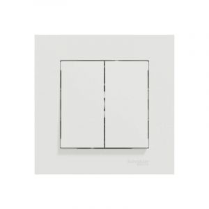 Schneider Electric Double interrupteur va-et-vient complet Miluz, blanc