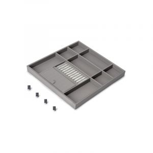 Emuca 7137152 Tiroir organisateur pour placards et commodes Quartz, 440 (M60), Eco pelle et bois, Titane