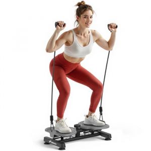 Plateau de torsion, Twist Board avec 2 cordes élastiques 2×10kg, sculpte taille et abdos, silencieux, charge 136kg, noir, MERACH