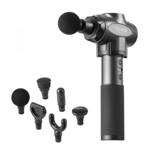 VEVOR Pistolet de massage musculaire, 9 vitesses, appareil de massage tissus profonds à percussion pour athlètes, masseur de muscles à 6 têtes portatif pour soulager la douleur, relaxation musculaire