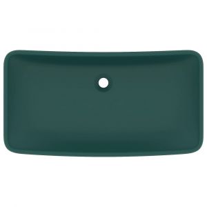 Lavabo de luxe rectangulaire vasque à poser de toilette lave-mains de salle de bain salle cosmétique maison 71 x 38 cm céramique vert foncé mat 02_0002701
