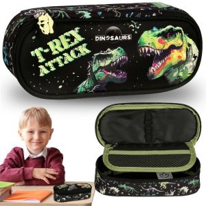 Noir Trousse à crayons COMPARTIMENTÈE pour écolier sachet POUR FOURNITURES SCOLAIRES 5x21x9cm