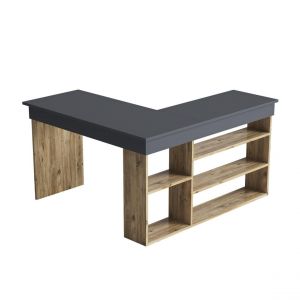 Bureau d'angle avec rangement Koro Bois clair et Anthracite