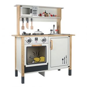 Cuisine en Bois pour Enfant avec Accessoires Tout &Eacute;quip&eacute;e et Four Avizar Marron