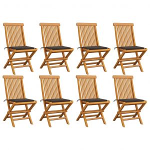VidaXL Chaises de jardin avec coussins taupe 8 pcs Bois de teck massif