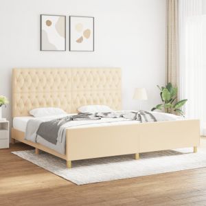 VidaXL Cadre de lit avec tête de lit Crème 200 x 200 cm Tissu Cream