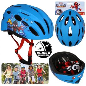 MARVEL Spider-Man Bleu Casque de vélo pour enfants IN-MOLD garçon réglable 52-56cm
