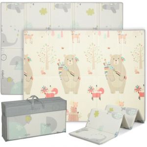 Tapis de jeu pour bébé - AIYAPLAY - pliable et réversible - en mousse épais - XPE - 195 x 146,5 x 1,5 cm - multicolore