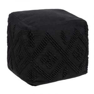 Image de Atmosp ra Pouf carré en tissu Noir H 45 cm