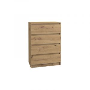 Hucoco ASTER T4 Commode moderne 4 tiroirs 97x70x40 Meuble de rangement Style Scandinave Aspect bois C ne Artisan