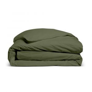 Bleu Câlin Housse de couette unie en percale de coton kaki 220x240cm