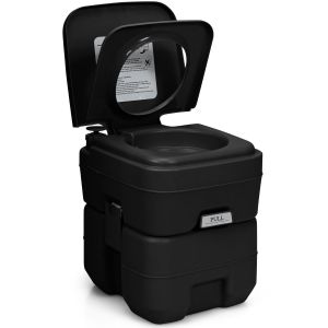 Toilette de camping portable Coast 20L + 12L - poubelle amovible - compacte et confortable - noir - 42 x 36 x 43 cm