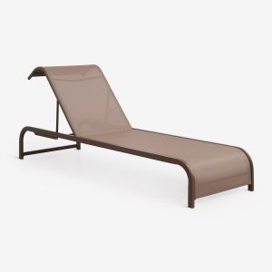 Chaise Longue Inclinable En Acier Marietta Brun Caf&eacute;