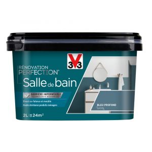 Image de V33 Peinture Rénovation Perfection Salle de Bain Bleu Profond Satin 2L