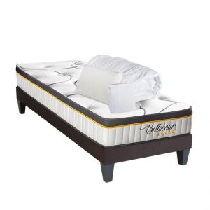 BELLECOUR LITERIE Pack Pr&ecirc;t &agrave; dormir BELLECOUR 2.0 90x190 cm Matelas Ressorts ensach&eacute;s + Sommier + Accessoires