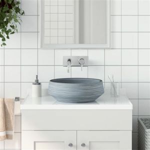 VidaXL Vasque à poser gris rond ?41x14 cm céramique
