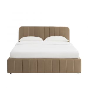 Lit coffre velours marron 160x200 sommier inclus