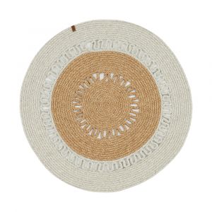 Tapis ext&eacute;rieur rond - 80cm - naturel - 100% polypropyl&egrave;ne r&eacute;sistant aux UV - Tiss&eacute; &agrave; la main - C&Ocirc;ME