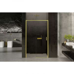 Porte de douche 150 cm 2 volets dorée coulissante gauche KAPRI GOLD