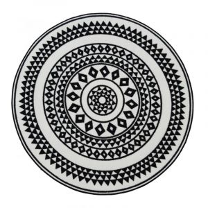 Unamourdetapis 100x100 rond - Tapis salon utopia Noir 100x100 rond en polyamide doux et soyeux - Noir