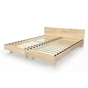 Abc Meubles - Lits jumeaux bois massif avec têtes Twin - 80x190 - Blanc