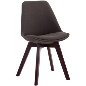 Décoshop26 Chaise de salle à manger x1 design scandinave en tissu gris foncé et piètement à 4 pieds en bois marron 100003302