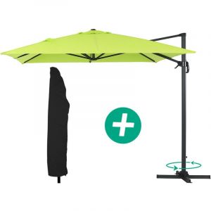 Habitat et Jardin Parasol jardin déporté Alu "Sun 4" - Rectangle- 3 x 4 m - Vert + Housse de protection