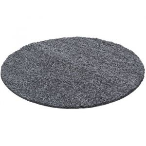 Life SHAGGY Rond - Tapis Uni Rond 160 x 160cm - 100% Polypropyl&egrave;ne 30mm - Gris